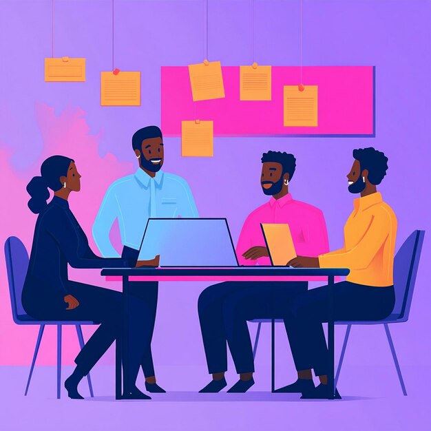 a vibrant illustration depicting a black male team entrepreneur