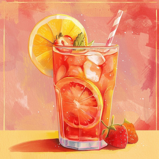 A Vibrant Illustration of a Fruit Cocktail