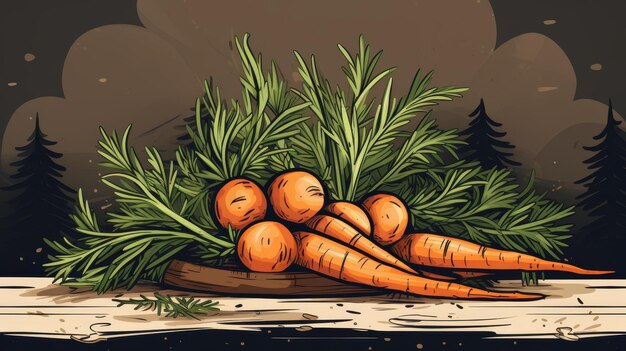 Vibrant illustration of orange carrots ideal for gardenthemed designs and healthy