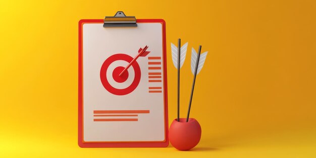 Photo a vibrant illustration of a person aiming arrows at a target symbolizing goalsetting and achievement the scene includes a checklist