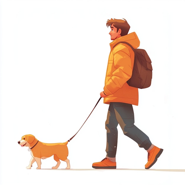 Photo vibrant illustration of a person walking their dog