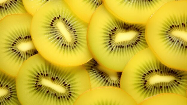 Photo vibrant image of fresh sliced kiwi fruit with seeds on a light background perfect