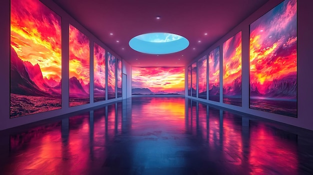 Photo a vibrant and immersive panoramic wraparound displays multimedia gallery