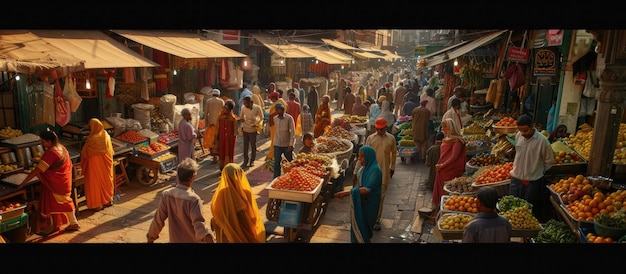 Photo a vibrant indian market scene