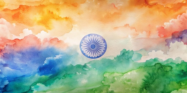 Vibrant Indian Tricolor Watercolor for Independence Day Celebrations