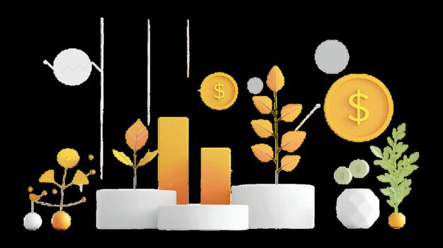 Photo vibrant investment growth symbols illustration