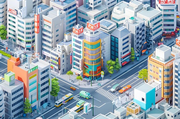 Vibrant Isometric Cityscape of Shibuya Tokyo s Dynamic Business District