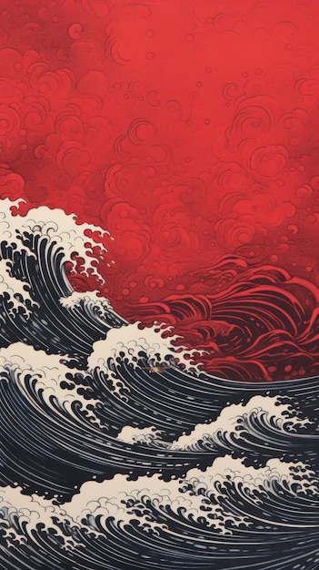 Vibrant Japanese wave artwork