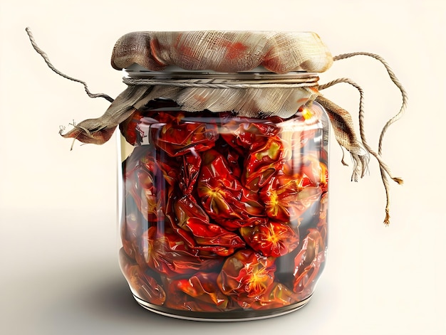 Vibrant jar filled with sundried tomatoes Ai Generated