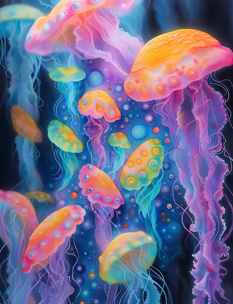 Photo vibrant jellyfish in an underwater world