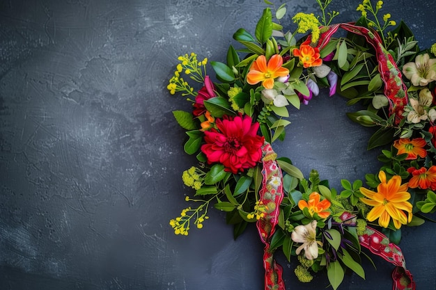 Vibrant Juneteenth Wreath with Ribbons and Flowers