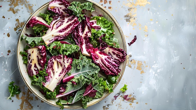 Vibrant Kale Radicchio Salad with Refreshing Tangerine Vinaigrette Healthy Eating Concept Photo