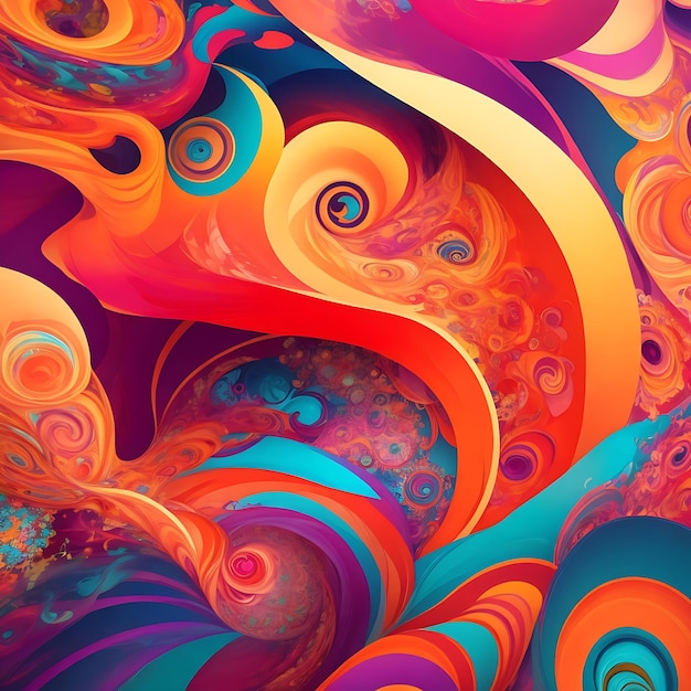 A vibrant kaleidoscopic backdrop of swirling hues and shapes ai generated