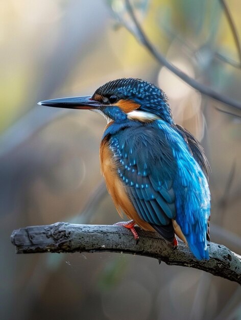 Vibrant Kingfisher on Branch Nature Wildlife Photography