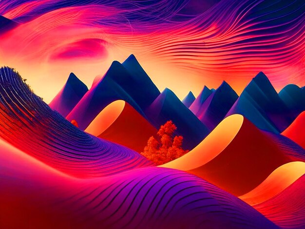 A vibrant landscape of sound waves vibrating in a range of frequencies 4k wallpaper