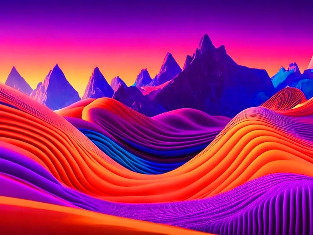 A vibrant landscape of sound waves vibrating in a range of frequencies 4k wallpaper