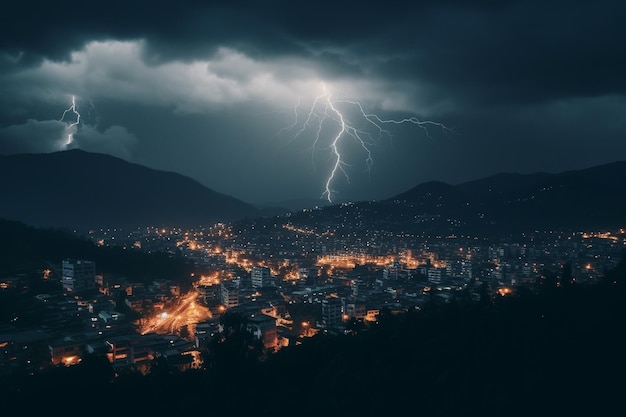 Vibrant landscape with storm