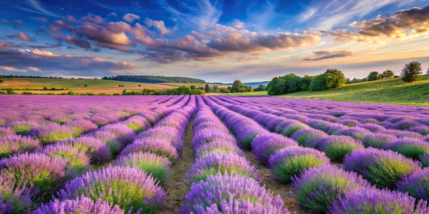 Vibrant lavender field in the countryside lavender flowers purple nature agriculture landscape scenic farm