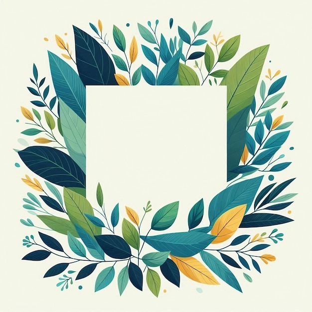 Photo vibrant layered foliage frame with space for text in stylized illustrative design