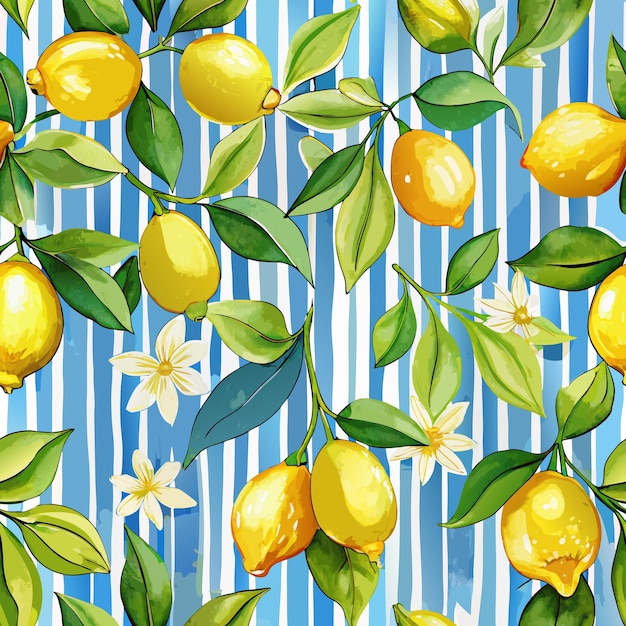 Photo vibrant lemon and floral pattern perfect for summer decor and craft projects