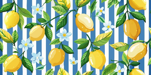 Photo vibrant lemon and floral pattern perfect for summer decor and craft projects