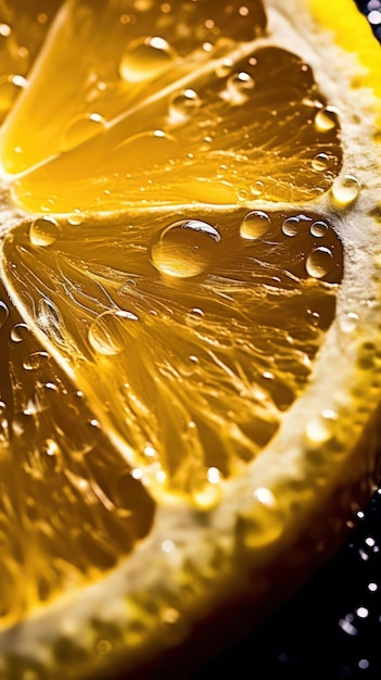 Vibrant Lemon Slice CloseUp with Extreme Macro AI Generated