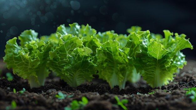 Vibrant Lettuce Shoots in Earthy Soil Sustainable Agriculture and Healthy Eating Concept