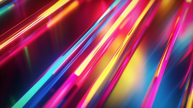 Vibrant light streaks in closeup on black background