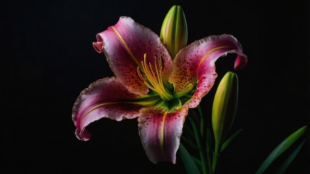 Vibrant Lily Flower Against a Dark Background Elegant Floral Beauty