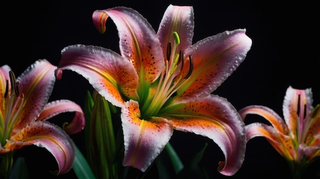 Vibrant Lily Flower Against a Dark Background Elegant Floral Beauty