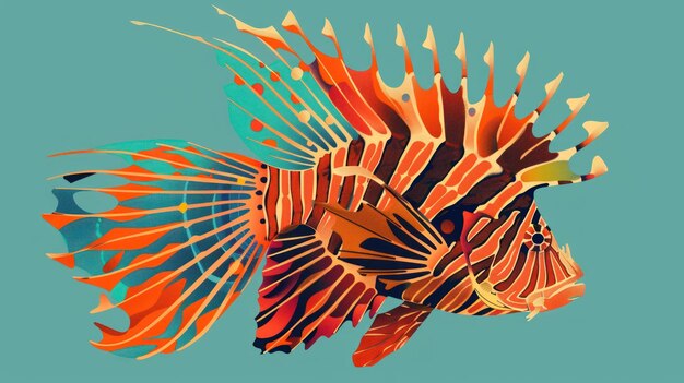 Photo vibrant lionfish illustration