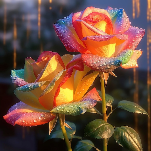 Vibrant Lush Colors Adorn a Captivating Rose