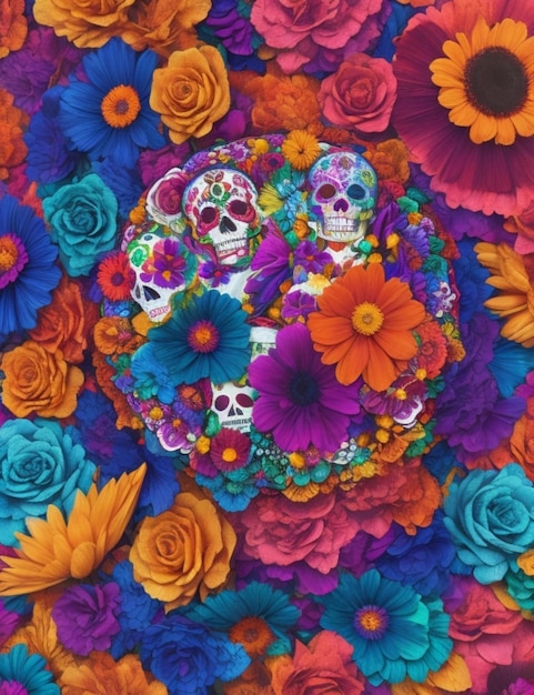 vibrant magic Day of the Dead colorful background