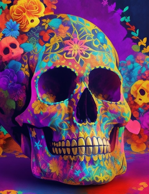 vibrant magic Day of the Dead colorful background