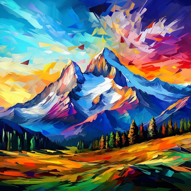 Vibrant Majesty Majestic Mountain Range in Natures Colors