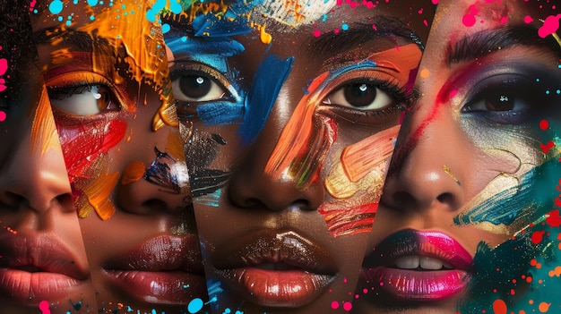 Vibrant Makeup Collage for a Diverse Makeup Brand Creative Poster Design for Beauty and Fashion