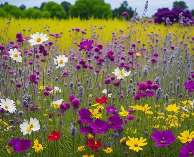 Vibrant Meadow Blooms Summer Floral Beauty AIGenerated