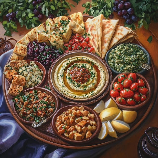 Vibrant Mediterranean Mezze Platter Assortment