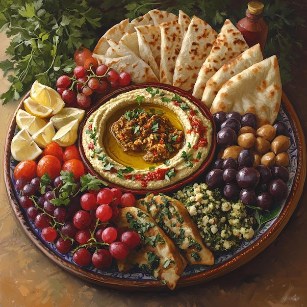 Vibrant Mediterranean Mezze Platter Assortment