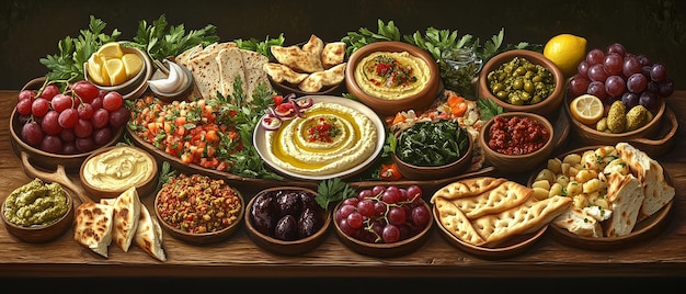 Photo vibrant mediterranean mezze platter assortment