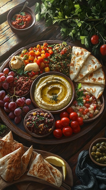 Vibrant Mediterranean Mezze Platter Assortment