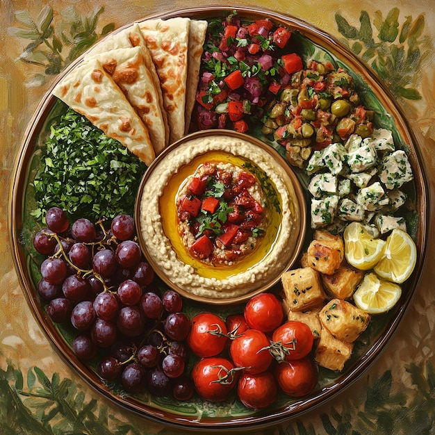 Vibrant Mediterranean Mezze Platter Assortment