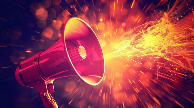 Photo vibrant megaphone with spark effect