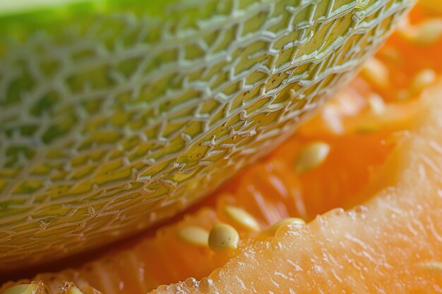 Photo vibrant melon slice with fresh dew drops closeup