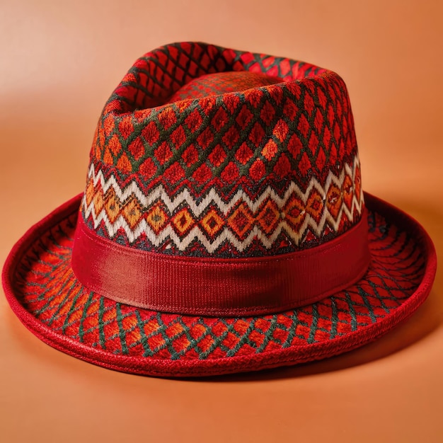 Vibrant mens hat displayed on a clean white background showcasing style and elegance Generative AI