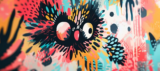 Photo vibrant mexican fiesta colorful owl with abstract floral design abstract colorful background