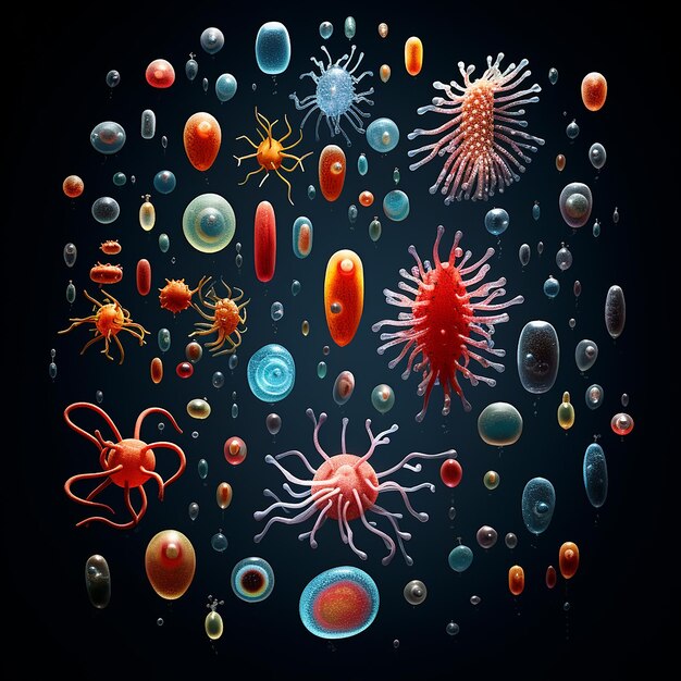 Photo a vibrant microbe dances intricately in the microscopic realm