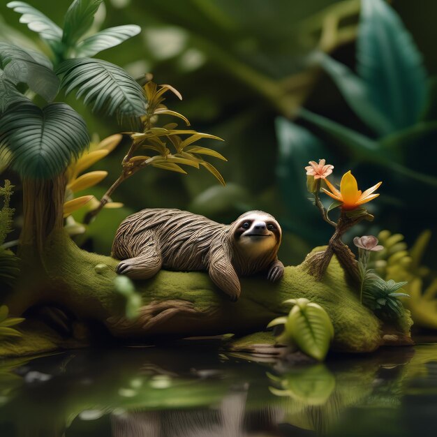 Vibrant mini jungle teeming with animals