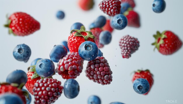 Photo vibrant mix of fresh berries perfect for highimpact branding and advertising