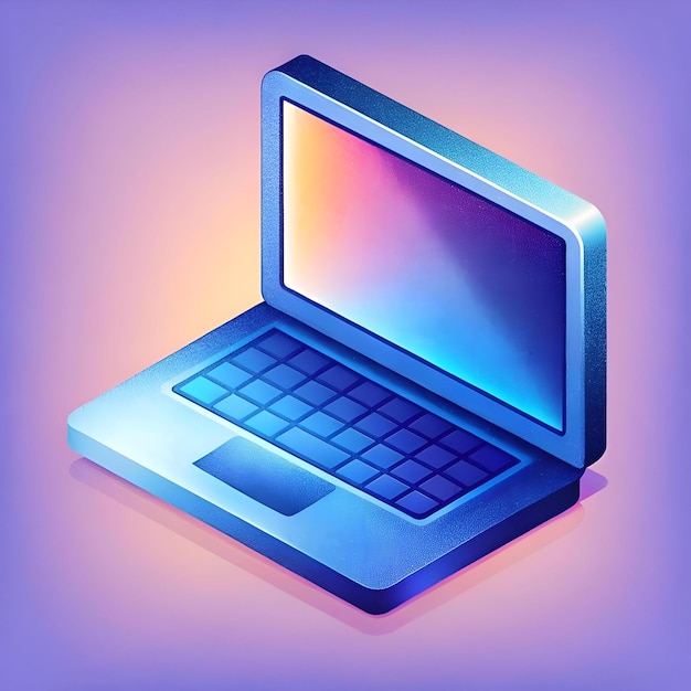 Photo a vibrant and modern illustration of a blue laptop perfect for representing technology productivity and digital communication